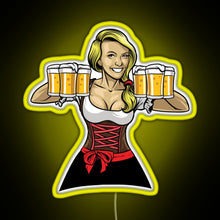 Load image into Gallery viewer, Beer Girl Oktoberfest Drinking Sticker RGB neon sign yellow