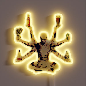Glowing Beer God Neon Sign with Color-Changing RGB Effects