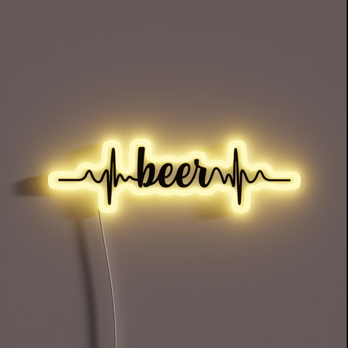 Vibrant RGB neon sign featuring an ECG heartbeat pattern