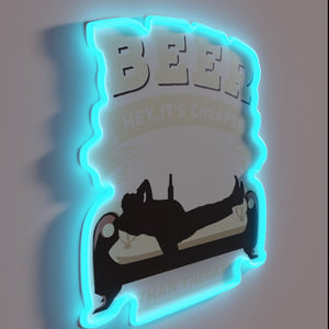 Comedic relief in a bottle, literally, with this neon sign.