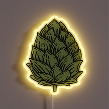 Load image into Gallery viewer, Hop cone neon sign with yellow LED glow