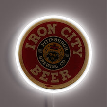 Load image into Gallery viewer, Iron City Beer neon sign with white LED border