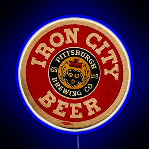 Beer Irons City RGB neon sign blue