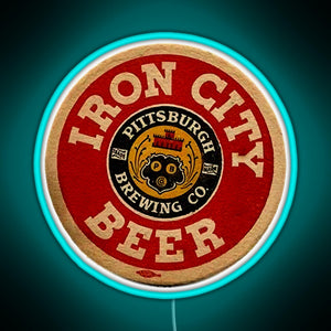 Beer Irons City RGB neon sign lightblue 
