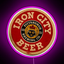 Load image into Gallery viewer, Beer Irons City RGB neon sign  pink
