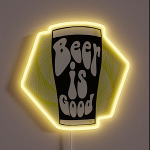 Vibrant Neon Sign Reading 'Beer Is Good' in Bright Colors