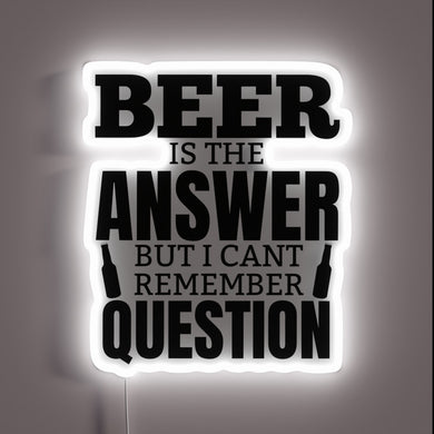 Brew-tifully lit up bar decor with colorful beer pun humor