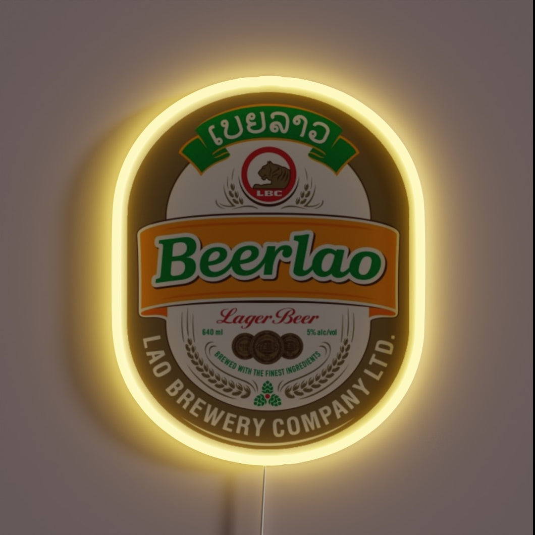 Add vibrant tropical flair with this Lao beer inspired sign.