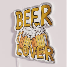 Load image into Gallery viewer, Neon beer lover bar decor with colorful RGB LED lighting