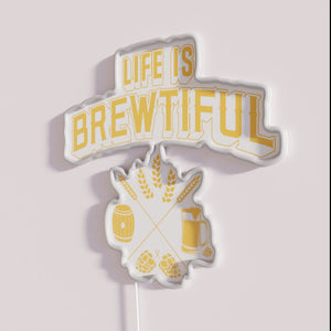 Eye-catching Craft Beer Decor with Hops and Barrel Design Neon Sign