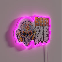 Load image into Gallery viewer, RGB Neon Sign Celebrating Day of the Dead with Beer