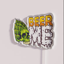 Load image into Gallery viewer, Colorful Neon Bar Decor Sign Featuring Beer Hops and Skull Design