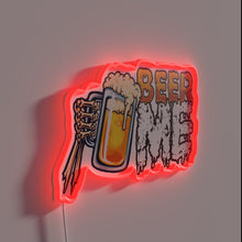 Load image into Gallery viewer, Vintage neon skeleton&#39;s outstretched hand beckons you to grab a beer.