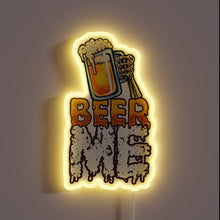 Load image into Gallery viewer, A skeleton&#39;s beer-loving hand holds up a glowing beer mug.