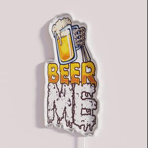 Neon Skeleton Hand Holding Beer Glass Sign for Bars and Home
