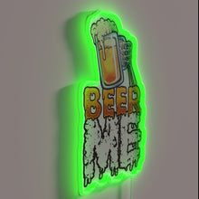 Load image into Gallery viewer, RGB Neon &#39;Beer Me&#39; Sign Featuring A Brew-Themed Skeleton Hand