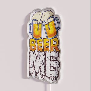 RGB Neon Beer Sign with Two Glasses Drinking Beer Bar Decor