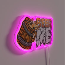Load image into Gallery viewer, Craft beer lover&#39;s nostalgic wooden mug sign with vibrant neon glow