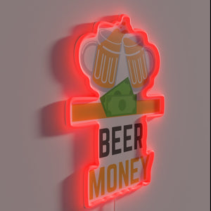 Neon Sign: Beer Money Funded Nights Ahead Home Bar Decor Statement