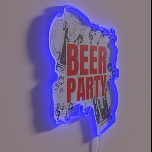 Neon bar sign with colorful, customizable beer party ambiance lighting.