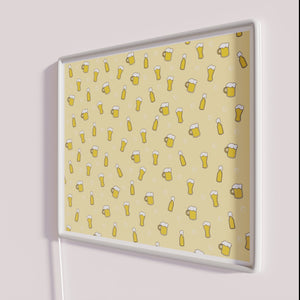 Vibrant beer patterns illuminated with colorful RGB neon light accents.