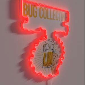 Neon sign featuring colorful insect design perfect for beer enthusiasts.