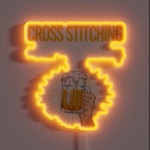 RGB Neon Sign for Beer Lovers and Crafty Cross-Stitch Enthusiasts