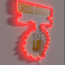Load image into Gallery viewer, Colorful cross-stitched beer neon sign perfect for any happy occasion.