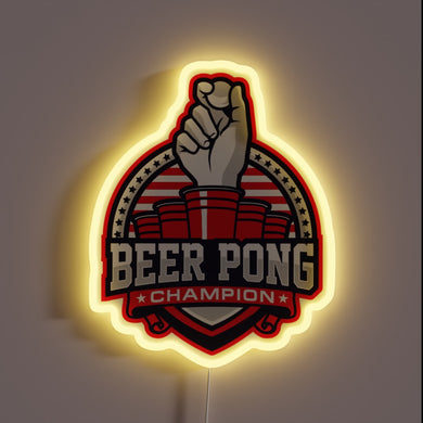 Shining glory of beer pong supremacy in radiant color neon lights