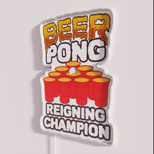 Load image into Gallery viewer, Neon beer pong champion trophy wall decor with colorful rgb lighting