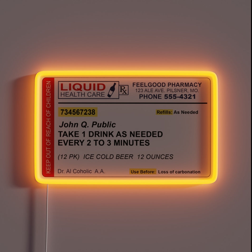 Vibrant Neon Sign: Medicinal Reminder to Refill Your Craft Beer Supply