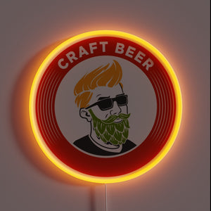 Neon sign declaring allegiance to craft beer and hipster culture.