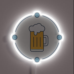 Electric Beer Bar Sign with Color-Changing RGB Neon Lighting Effects