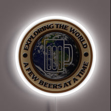 Load image into Gallery viewer, Vibrant LED beer logo sign with customizable color changing capabilities.