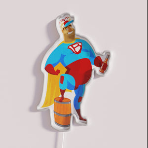 Vibrant RGB neon beer superhero wall art decoration illuminated signage
