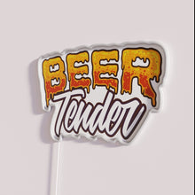 Load image into Gallery viewer, Vibrant Neon Beer Server Sign with Quirky Typographic Bartender Humor
