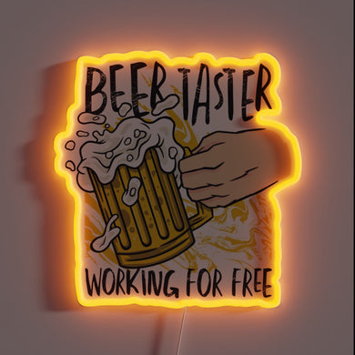 RGB Beer Neon Sign Featuring Happy Bartender Drinking Beer Colorfully