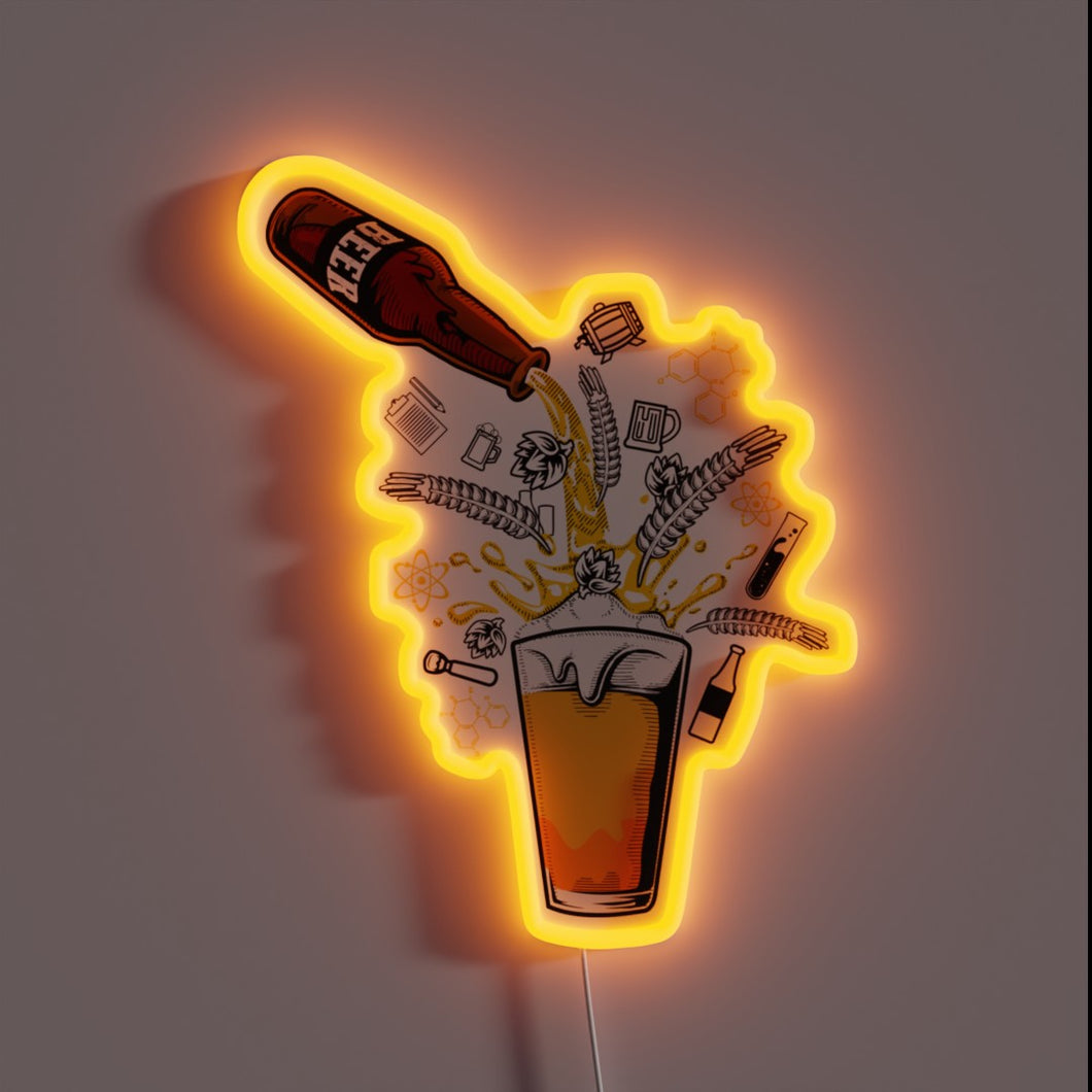 Vibrant RGB illuminated beer galaxy neon bar pub decoration sign