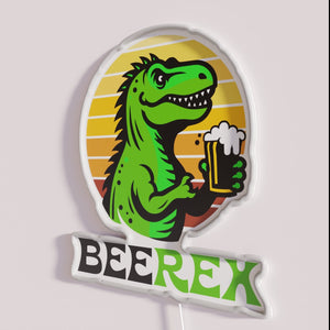 Neon Beer Sign T Rex Drinking A Cold Beer Nightlight Gift