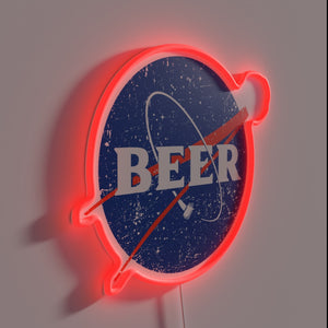 Colorful galactic beers illuminated sign with vibrant RGB neon accents