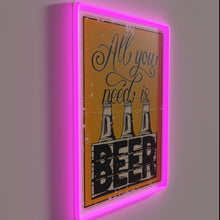 Load image into Gallery viewer, Neon beer sign in vibrant RGB colors for any bar.