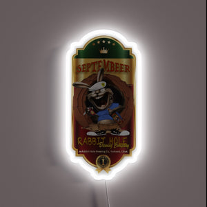 Glowing RGB Neon Sign in Shimmering Colors Featuring Beerton's Design.