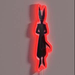 Dragon Ball's powerful Beerus Sama logo in vibrant RGB neon lighting