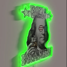 Load image into Gallery viewer, Benjamin Franklin&#39;s witty phrase on a colorful 4th of July neon.