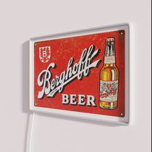 Load image into Gallery viewer, Vintage inspired retro Berghoff Beer illuminated neons with distressed design