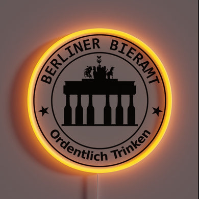 Neon Sign with Berliner Beer in Bold Black Font WRGB
