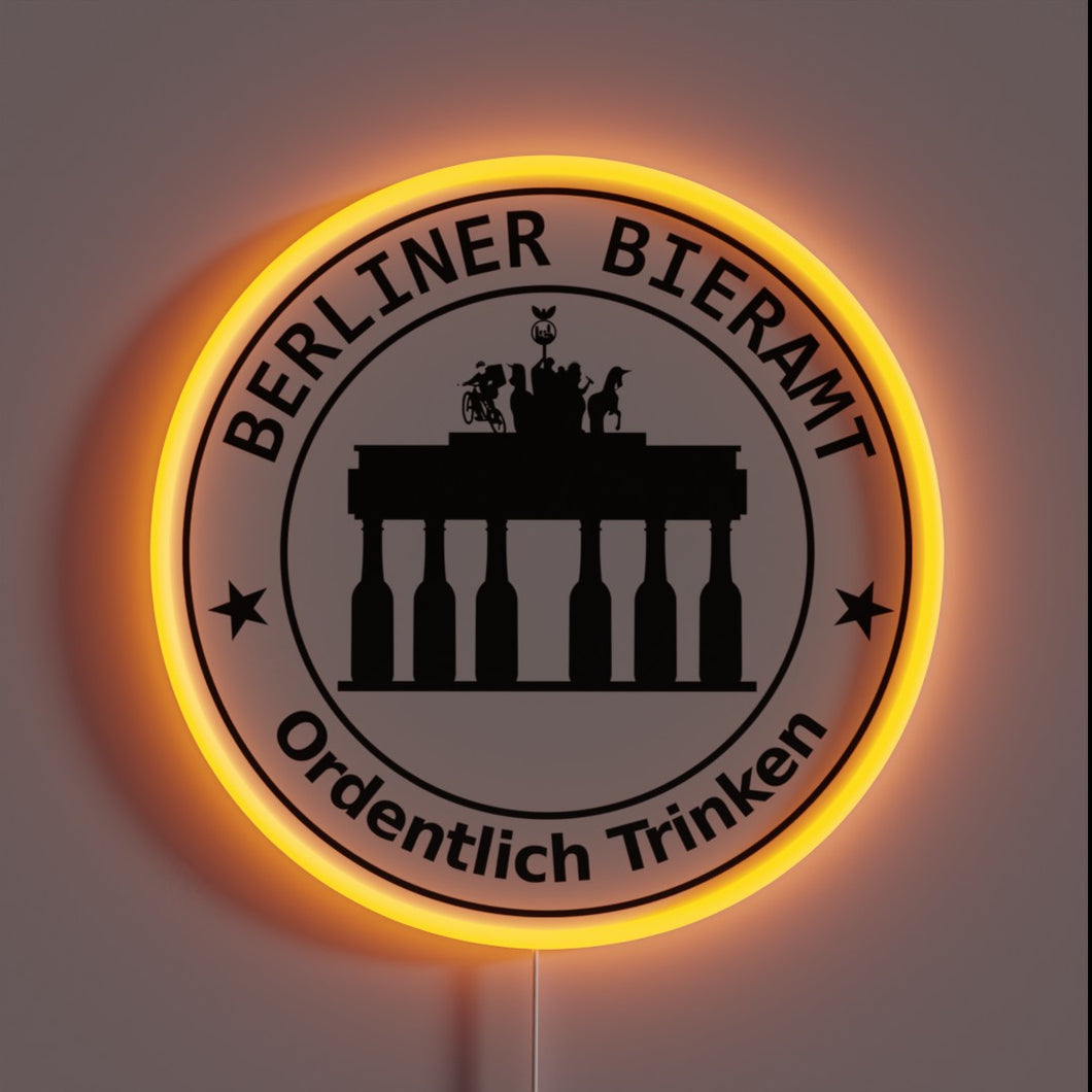 Neon Sign with Berliner Beer in Bold Black Font WRGB