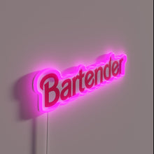 Load image into Gallery viewer, Vibrant neon bar decoration with &quot;Best Bartender&quot; LED illuminated lettering.