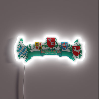 Vibrant RGB LED neon sign for German-themed biergarten restaurants outside.