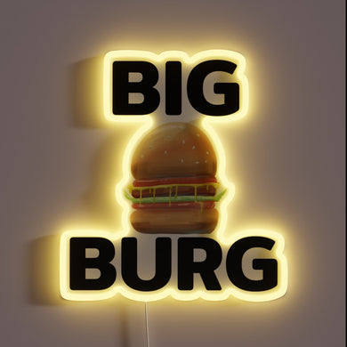 Vibrant Neon Sign Adorns Your Space with Semi-Realistic Burger Design.